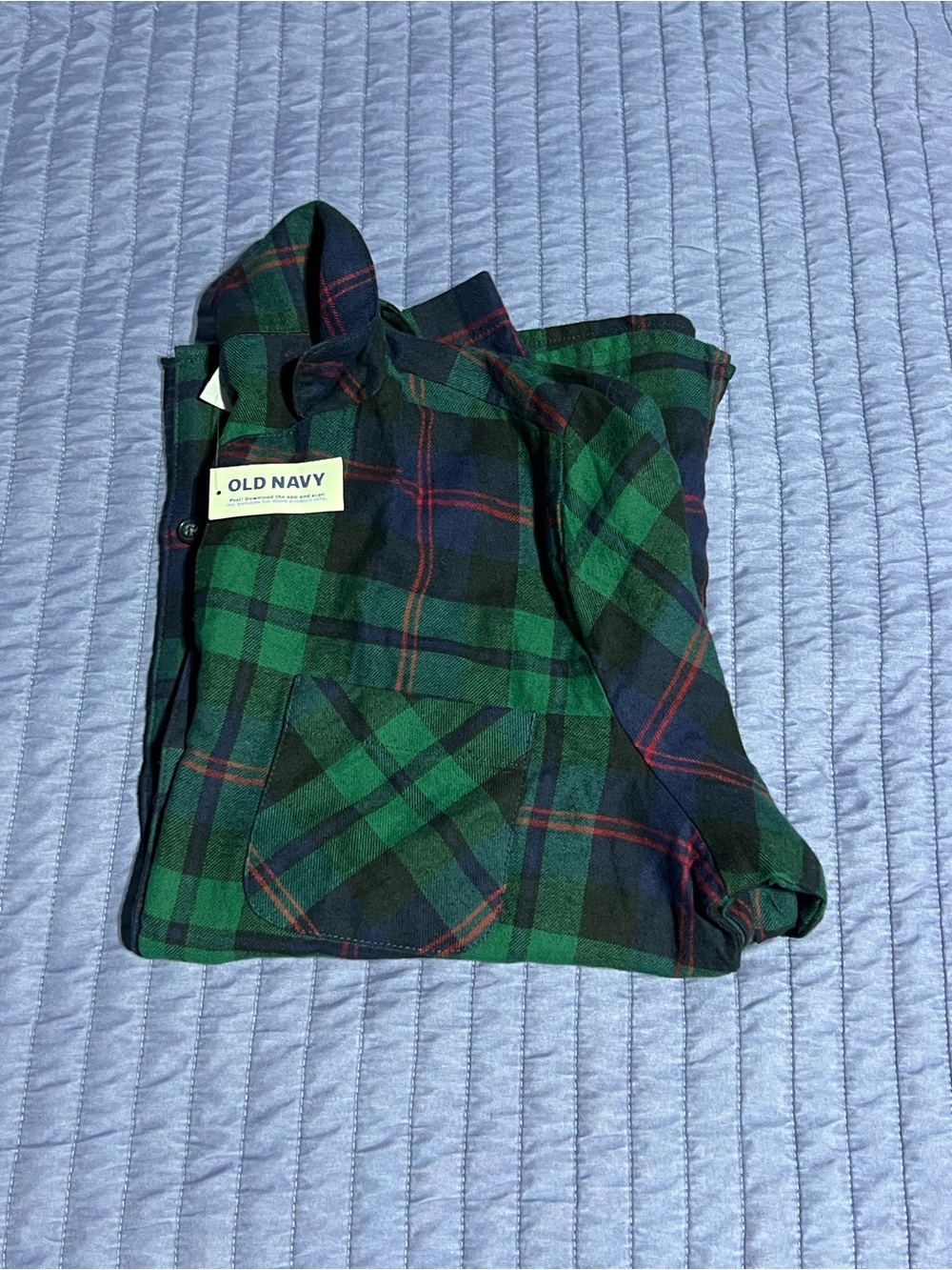 Old Navy Men Green, Navy & Red Plaid Flannel Shirt M size